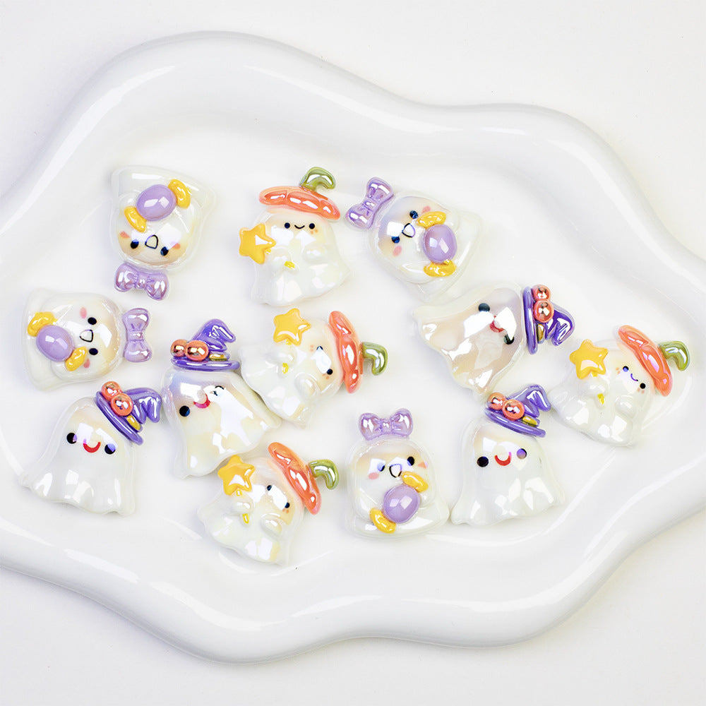 Plating Halloween Elf Resin Beads Glossy Detailed Charms 20pcs 4