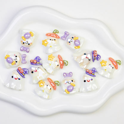 Plating Halloween Elf Resin Beads Glossy Detailed Charms 20pcs 4