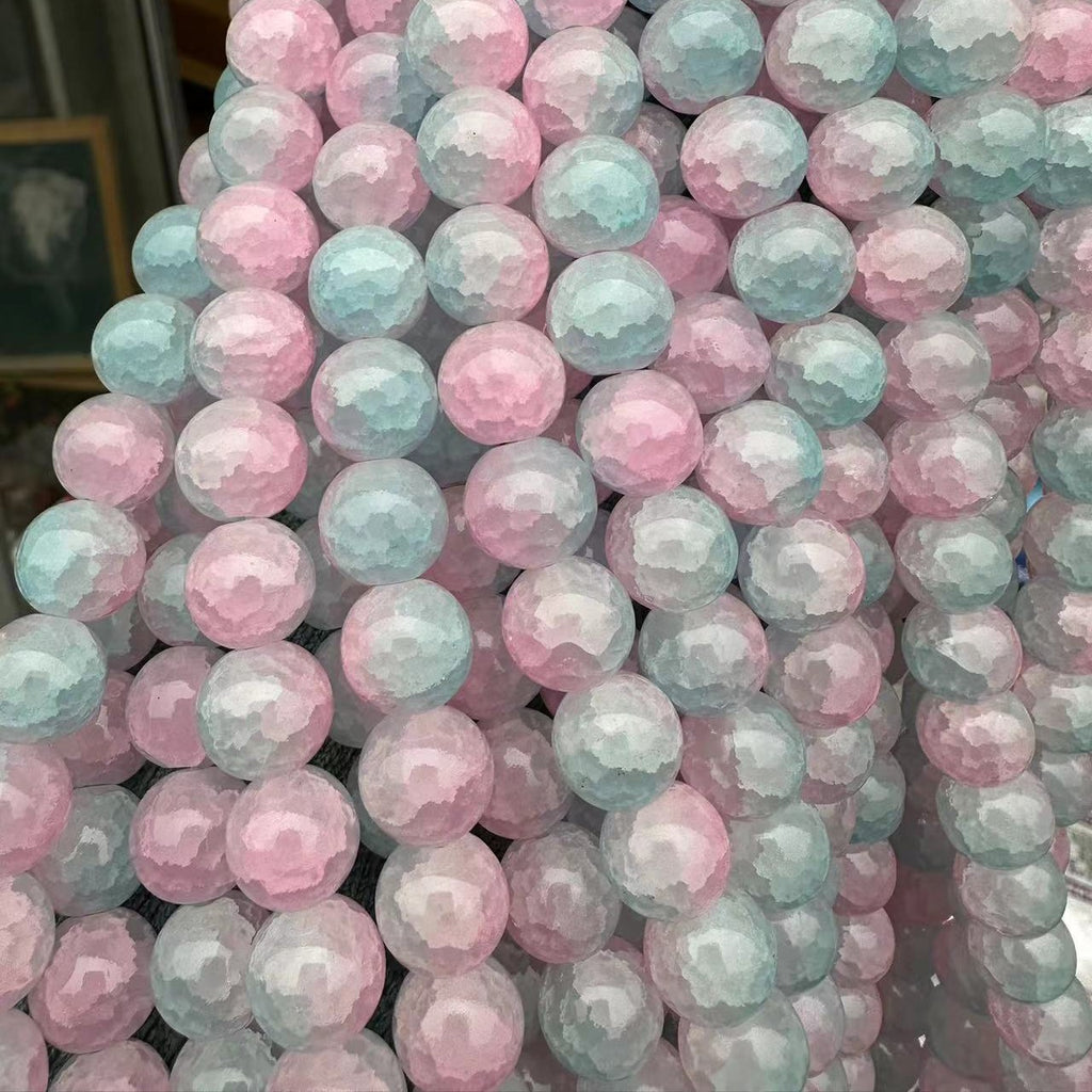Crackle Round Glass Beads 12mm Pastel Shimmer 10 Strands 2