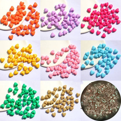 Glow Puffy Heart Acrylic Beads 11mm Colorful Glow in Dark 50pcs