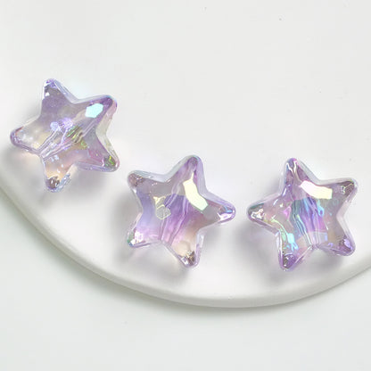 Transparent UV Plating Faceted Pentagram Love Acrylic Beads 19-20mm 50pcs 11