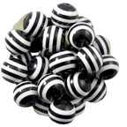 Striped Bubblegum Beads 20mm Chunky Black and White Resin 10pcs 2