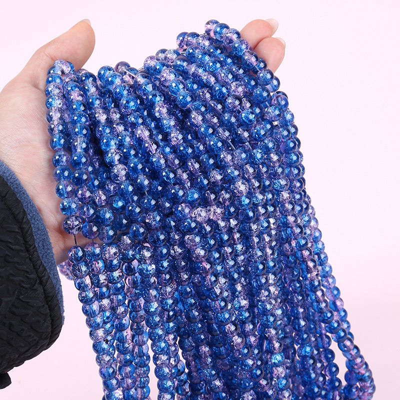 Crackle Round Glass Beads 8mm Gradient Dual Color Translucent 100pcs 7