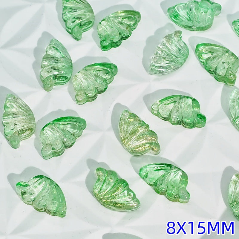 Iridescent Half Butterfly Wings Glass Beads 8x15mm 50pcs 17