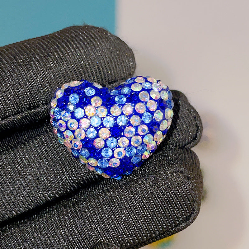Rhinestone Heart Clay Beads 24mm Colorful Shamballa 6pcs 5
