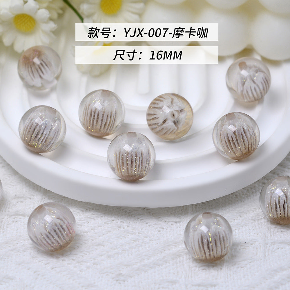 Clear Tulip Resin Beads 16mm Round Translucent Sparkle 10pcs 12
