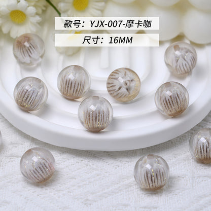 Clear Tulip Resin Beads 16mm Round Translucent Sparkle 10pcs 12