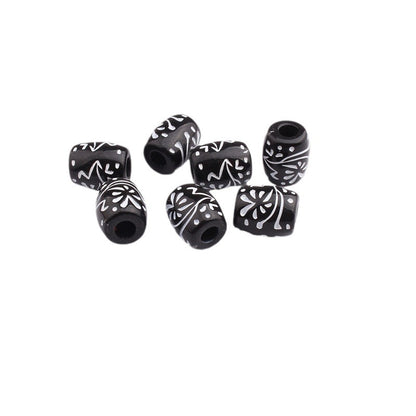 Fireworks Patterned Acrylic Beads 10x12mm Black White Plastic 100pcs 4