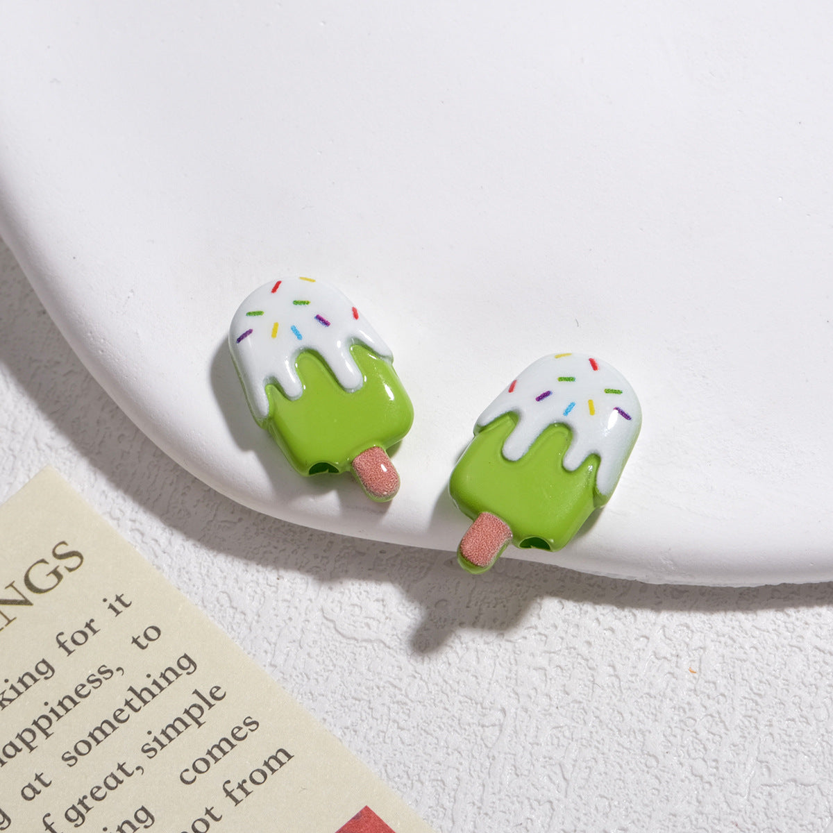 Painted Popsicle Acrylic Beads 20mm Colorful Drip Design 50pcs 11
