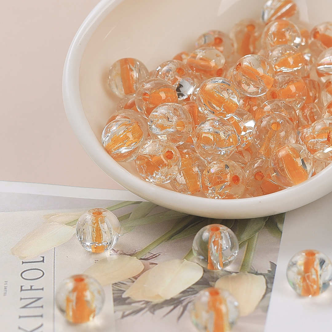 Clear Dyed Core Round Glass Beads 10mm Assorted Colors 40pcs 8