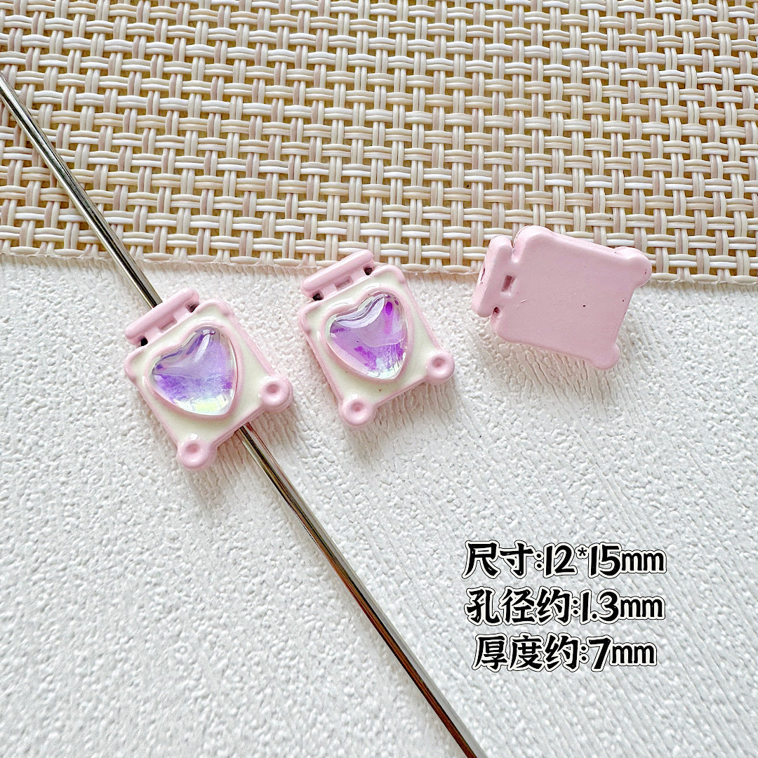 Square Teddy Bear and Luggage Metal Beads 12mm Colorful Painted 10pcs 7