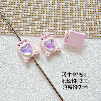 Square Teddy Bear and Luggage Metal Beads 12mm Colorful Painted 10pcs 7
