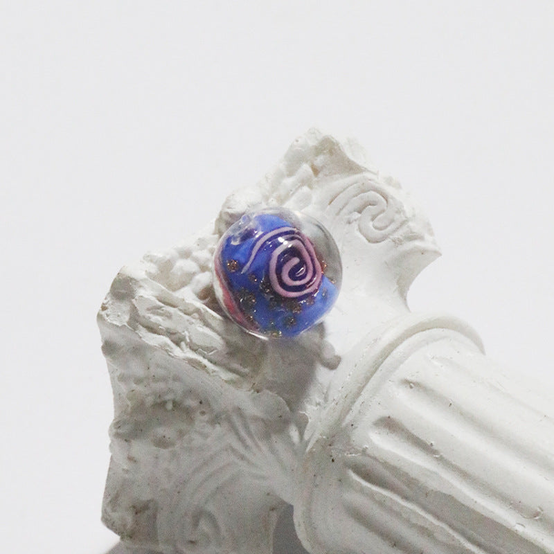 Electroplated Flower Glass Beads 12mm Glow in the Dark Gold Sand 5pcs 12