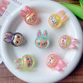 Iridescent Bunny Face Resin Beads 33mm Glossy UV Plating 5pcs