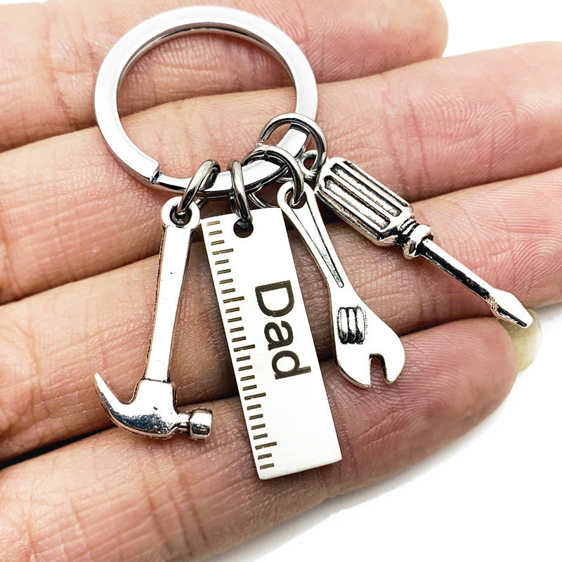 Stainless Steel Hammer Tool Dad Keychain Father's Day Gift