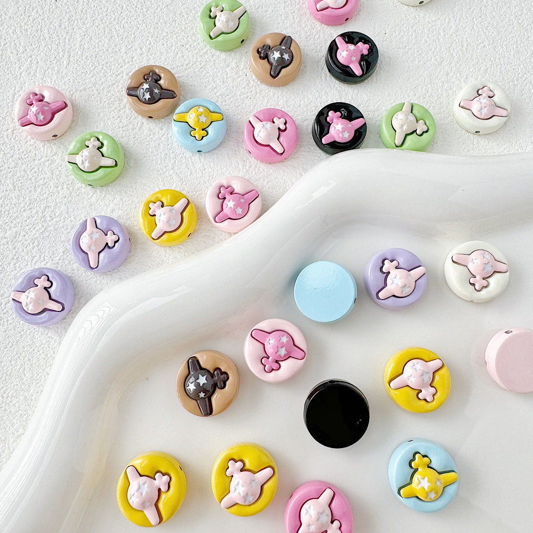 Helicopter and Satellite Metal Beads 17mm Painted Pastel Alloy 10pcs 4