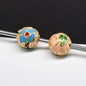 Flower Leaf Pattern Metal Beads 6/8/10mm Colorful Cloisonne Enamel 10pcs 12