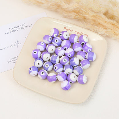 Painted Billiards Acrylic Beads 16mm Creative Colorful 100pcs 11