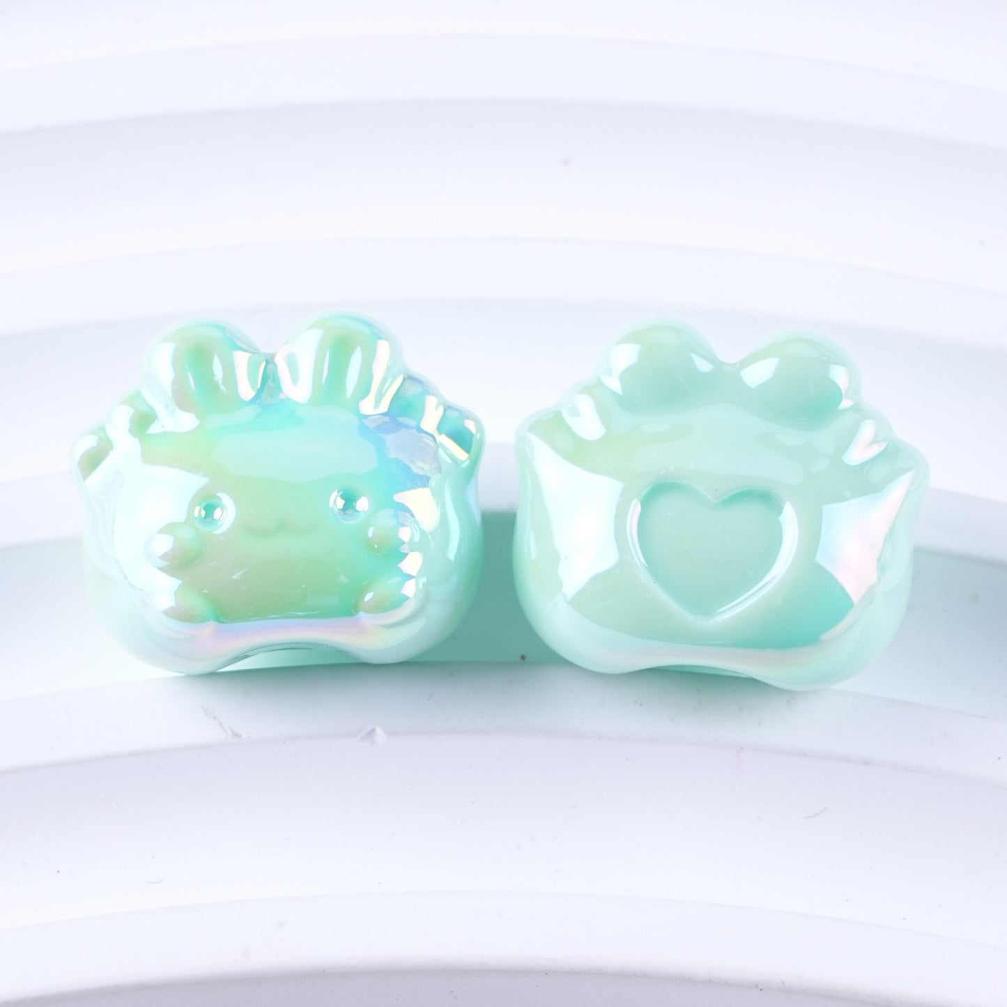 Plated Small Rabbit Acrylic Beads 17mm UV Iridescent Finish 50pcs 13