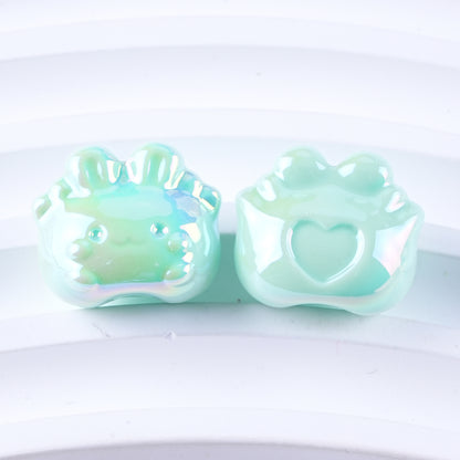 Plated Small Rabbit Acrylic Beads 17mm UV Iridescent Finish 50pcs 13