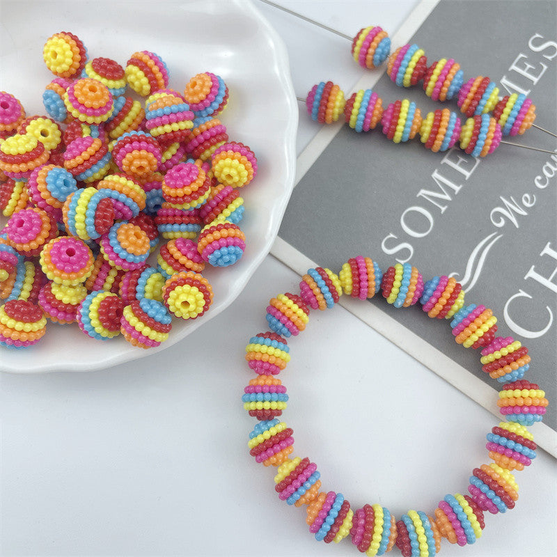 Colorful Waxberry Acrylic Beads 12-14mm ABS Plastic 100pcs