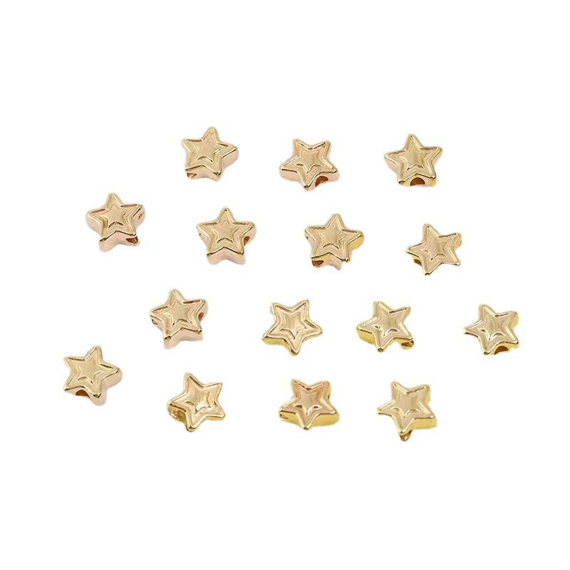 Double-Layer Star Acrylic Beads 6mm Metallic Gold Silver 200pcs 5