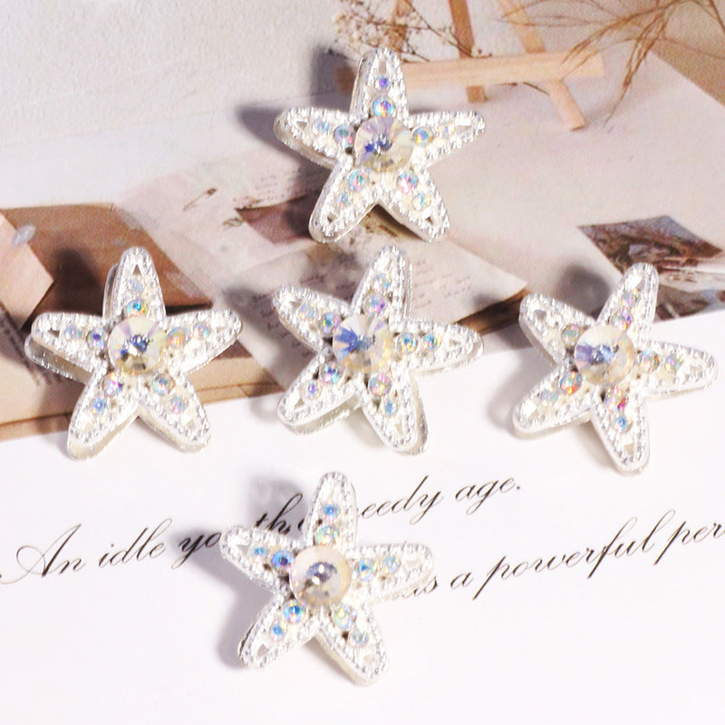 Double Sided Star Rhinestone Beads 21mm Alloy Encrusted 6pcs 10