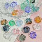 Camellia Glass Beads 19mm Clear Translucent Mixed Colors 50pcs