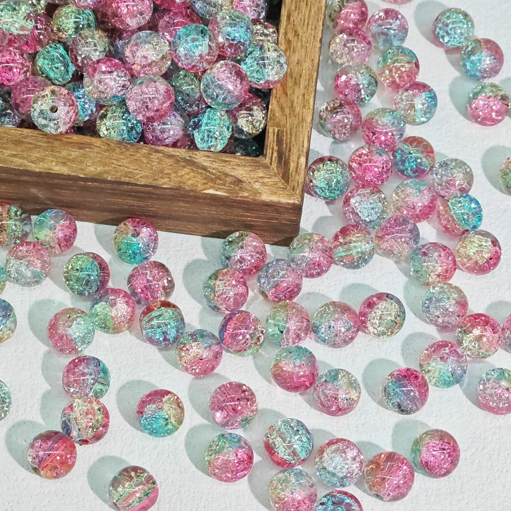 Crackle Round Glass Beads 10mm Bright Multicolor 50pcs 5