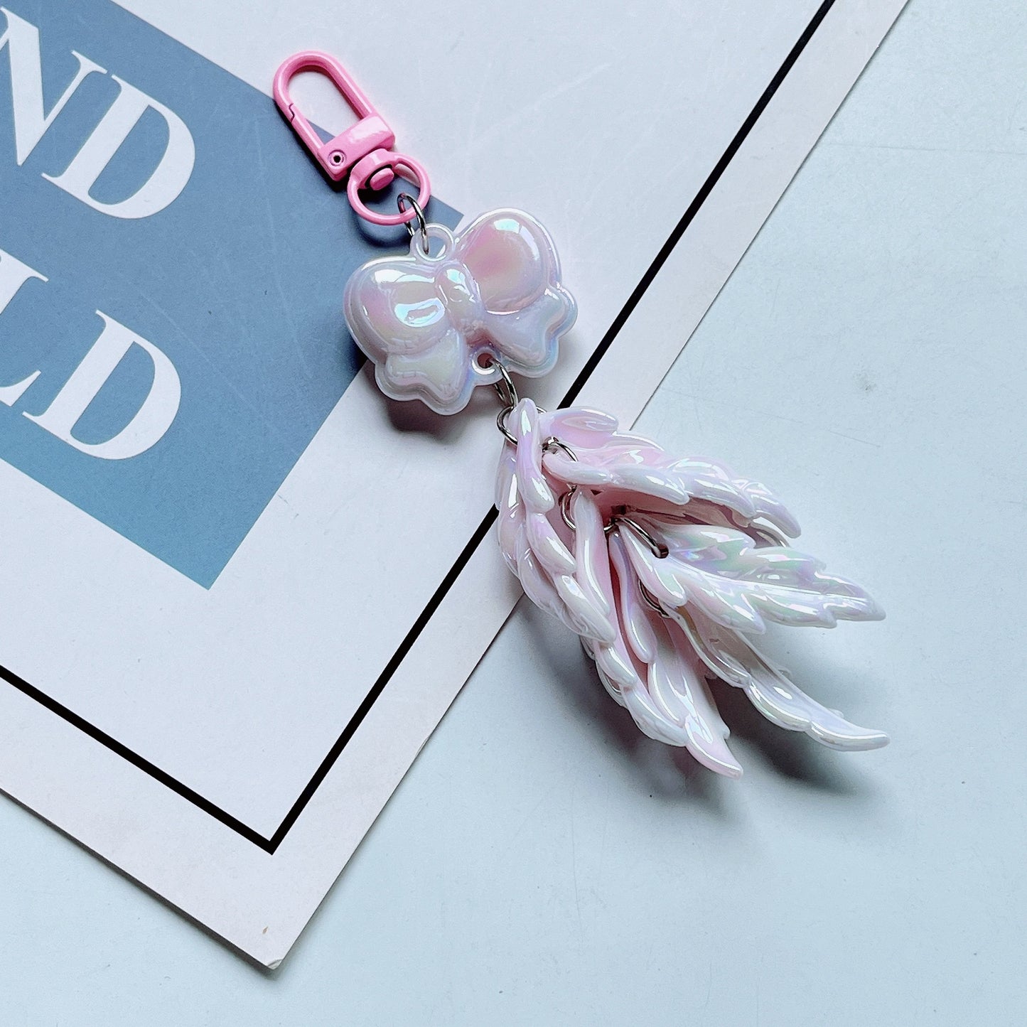 Acrylic Feather Keychain Iridescent Pastel Butterfly Charm 13