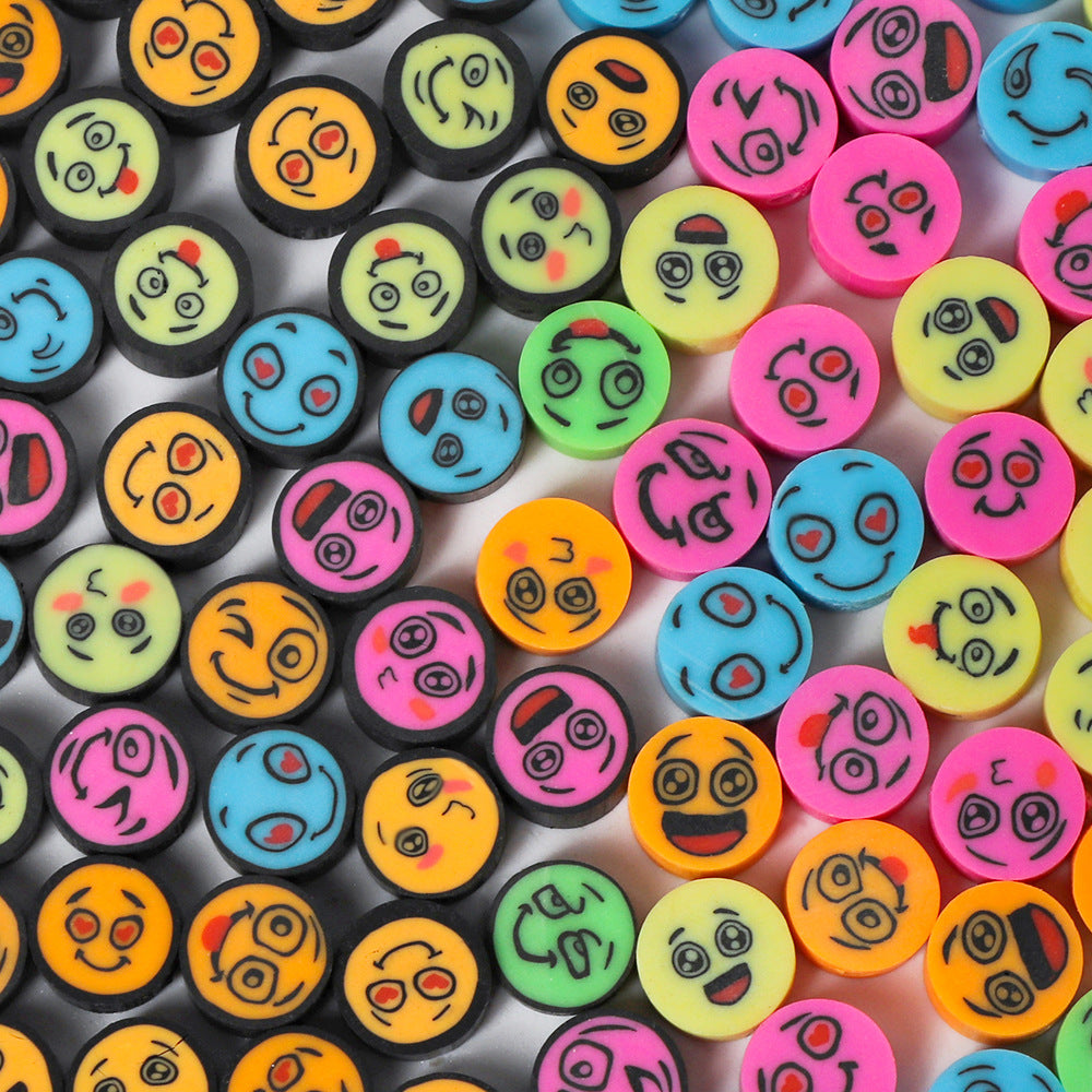 Round Clay Beads 9mm Colorful Funny Expression Polymer 100pcs