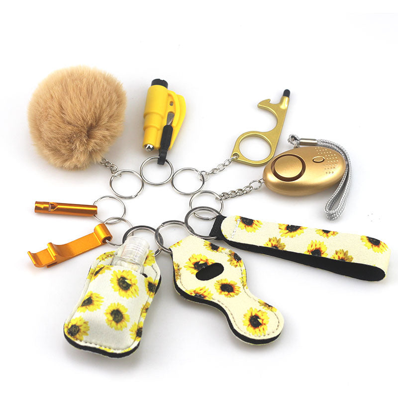 Self Defense Alarm Pompom Keychain Outdoor Safety 10 Pack 14