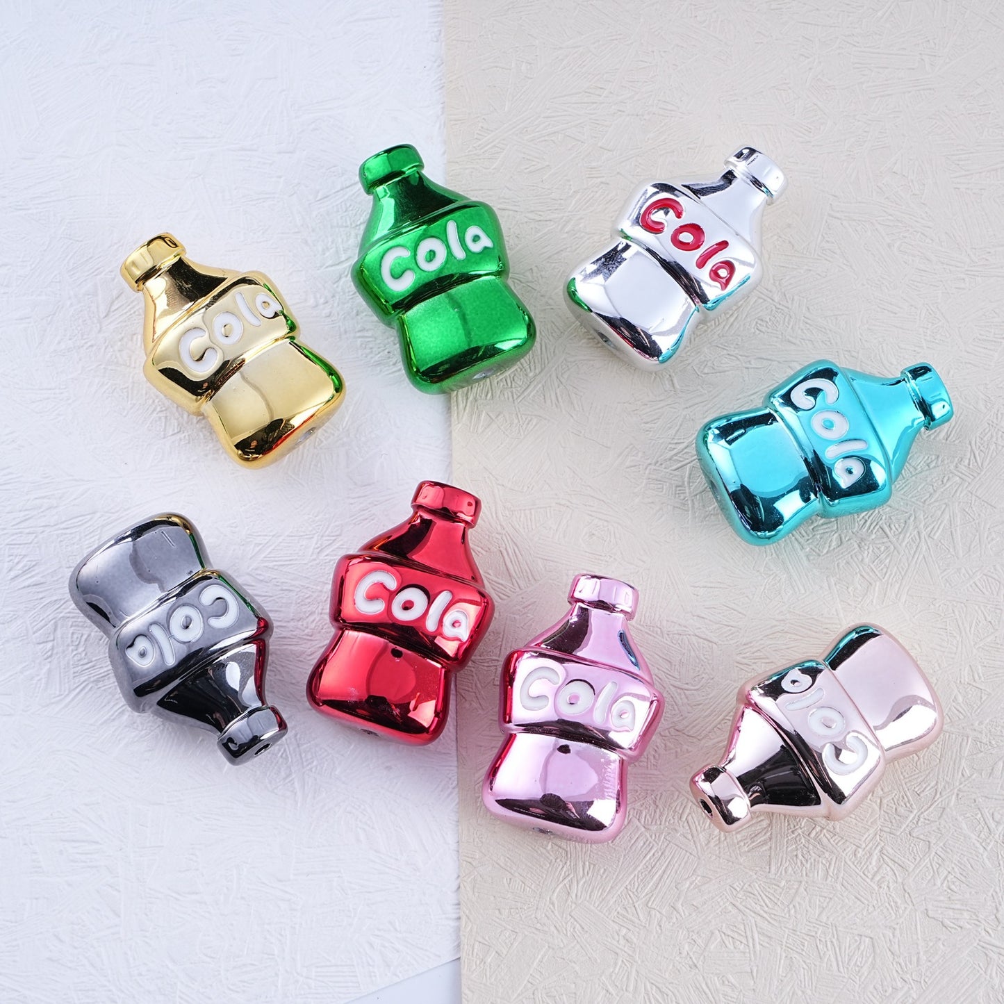 Plating Cola Bottle Acrylic Beads 19-30mm Metal Colored 20pcs 14