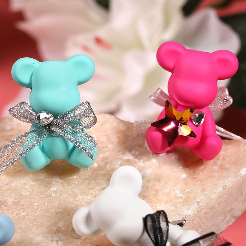 Cartoon Bear Acrylic Beads 17x24mm Pastel Colors 2pcs 3