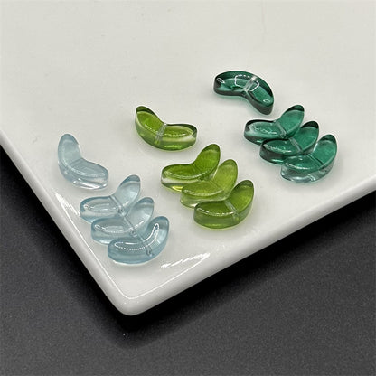 Tulip Transparent Glass Beads 12mm Pink Green Floral 100pcs 17
