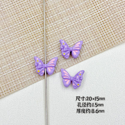 Flower Butterfly Metal Beads 16-20mm Baking Painted Glossy Finish 10pcs 17