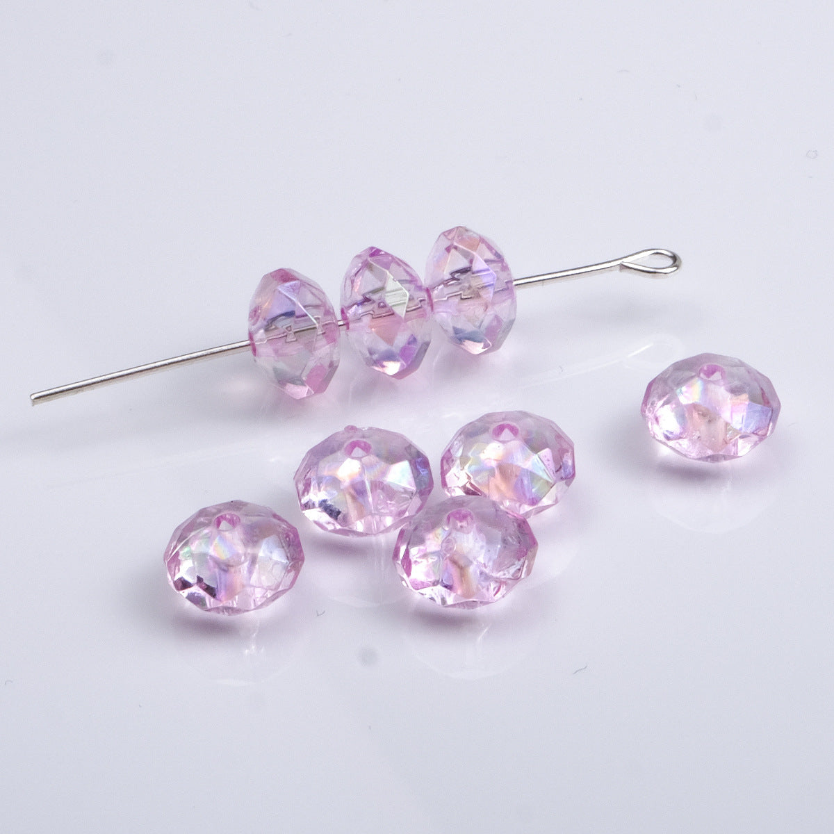 Acrylic Faceted Flat Spacer Beads 8mm Clear Plating 500pcs 10