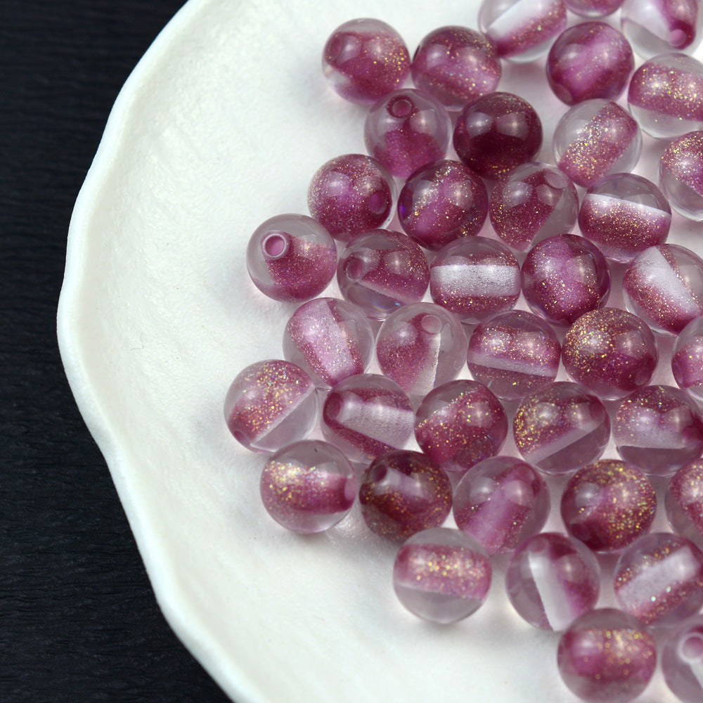 Dyed Core Glitter Resin Round Beads 8-16mm Mixed Colors 10pcs 6