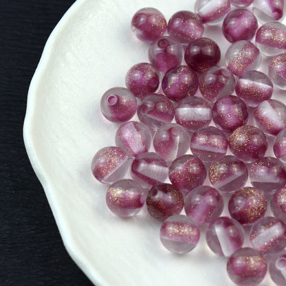 Dyed Core Glitter Resin Round Beads 8-16mm Mixed Colors 10pcs 6