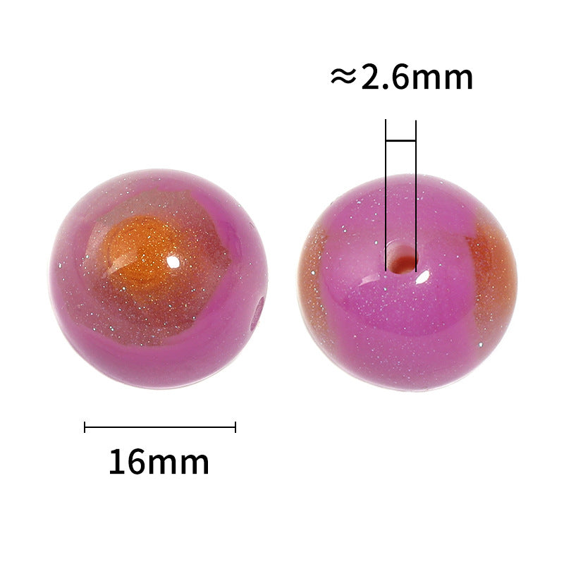 Milky Way Gradient Resin Beads 16mm Round Glitter Colors 50pcs 3