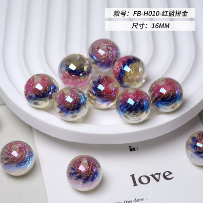 Iridescent Swirl Resin Beads 16mm Round Multicolor 10pcs 14