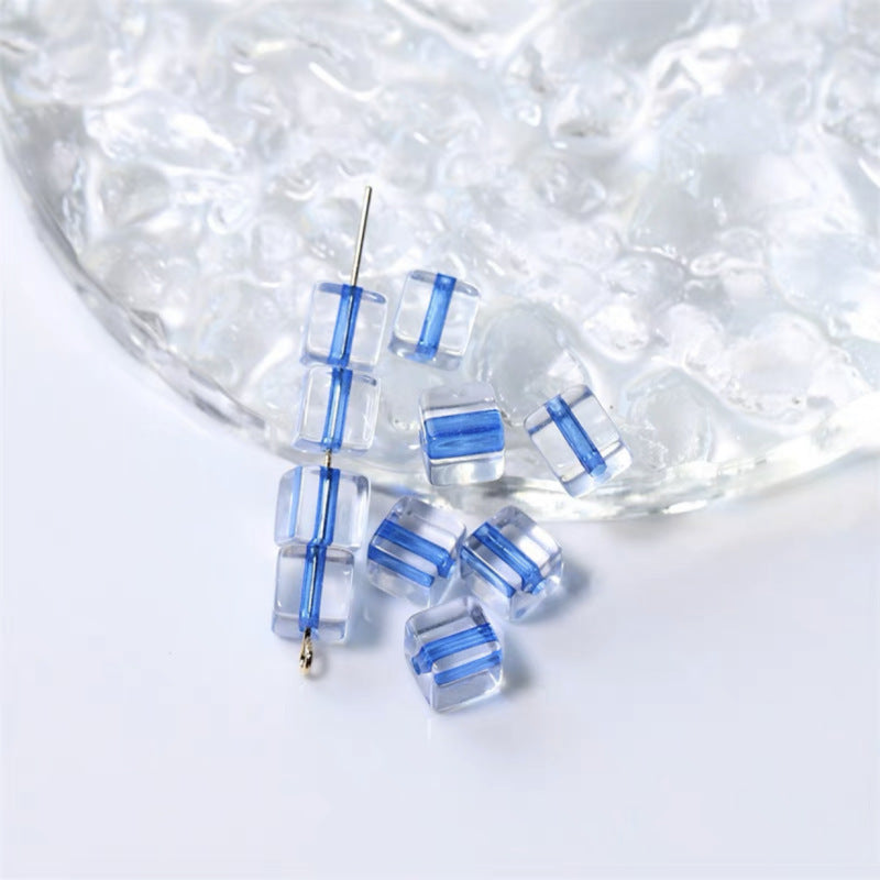 Acrylic Square Acrylic Beads 8mm Pastel Filled Core Glossy 60pcs 11