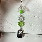 Clear Four-leaf Clover Acrylic Phone Charm with Vintage Key Silver 3pcs 3