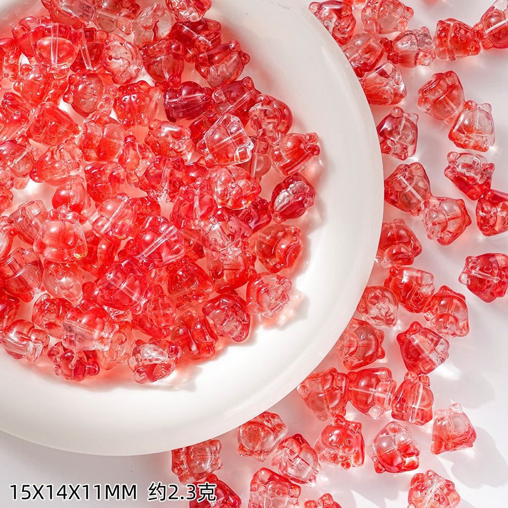 Clear Cartoon Cinnamorol Glass Beads 15mm Mixed Colors 50pcs 14