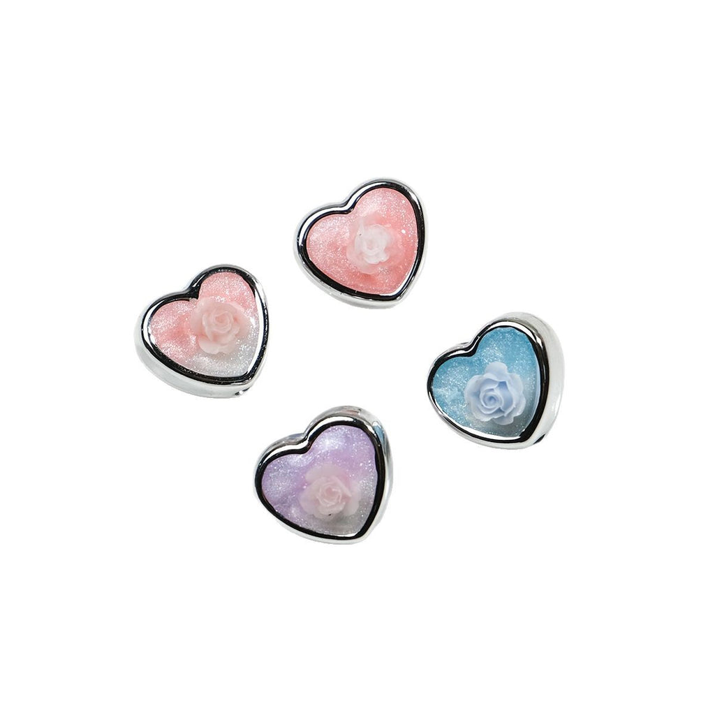 Plating Glitter Floral Heart Acrylic Beads 12mm Pastel Colors 50pcs 4