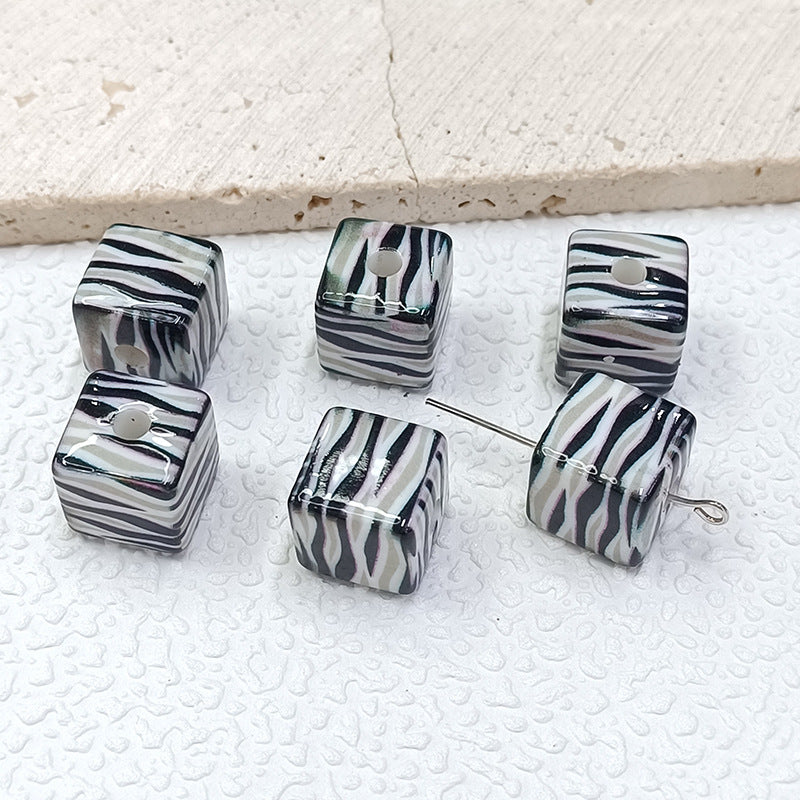 Colorful Leopard Print Acrylic Square Beads 14mm 50pcs 4
