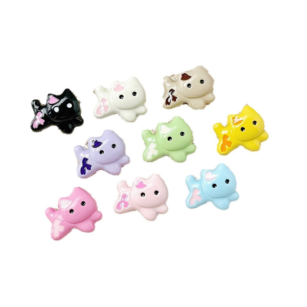 Baking Painted Bow Puppy and Dotted Kitten Metal Beads 15mm 20pcs 5