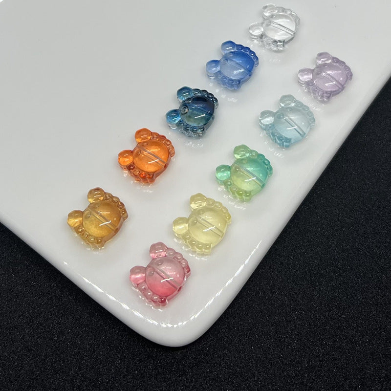 Small Crab Glass Beads 14mm Transparent Assorted Colors 100pcs