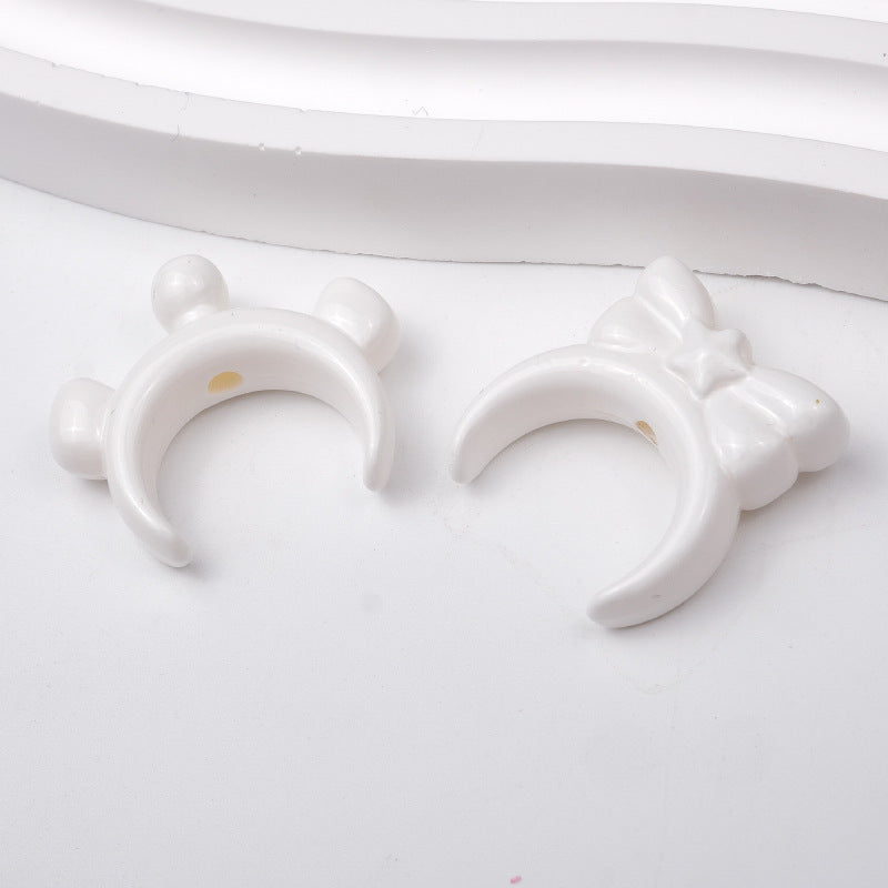 Glossy Painted Crescent Acrylic Beads 22-24mm Cartoon Hairband 50pcs 11