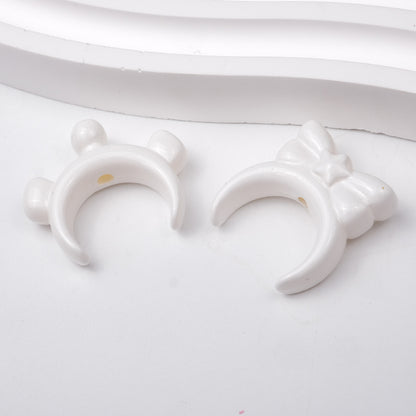 Glossy Painted Crescent Acrylic Beads 22-24mm Cartoon Hairband 50pcs 11